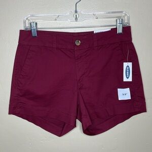 OLD NAVY Everyday Shorts Burgundy Cotton Classic Preppy Chino Style NWT 2